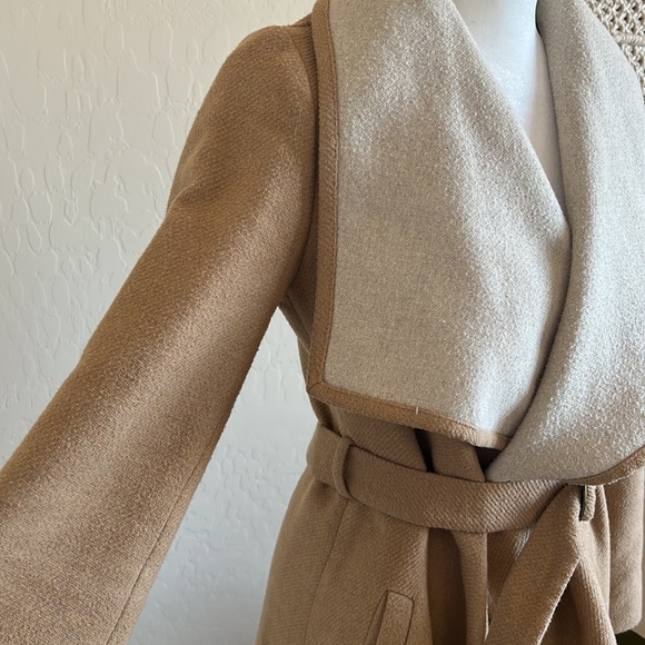 ASOS Oatmeal Belted Wrap Coat (US 0) - Picture 3 of 9